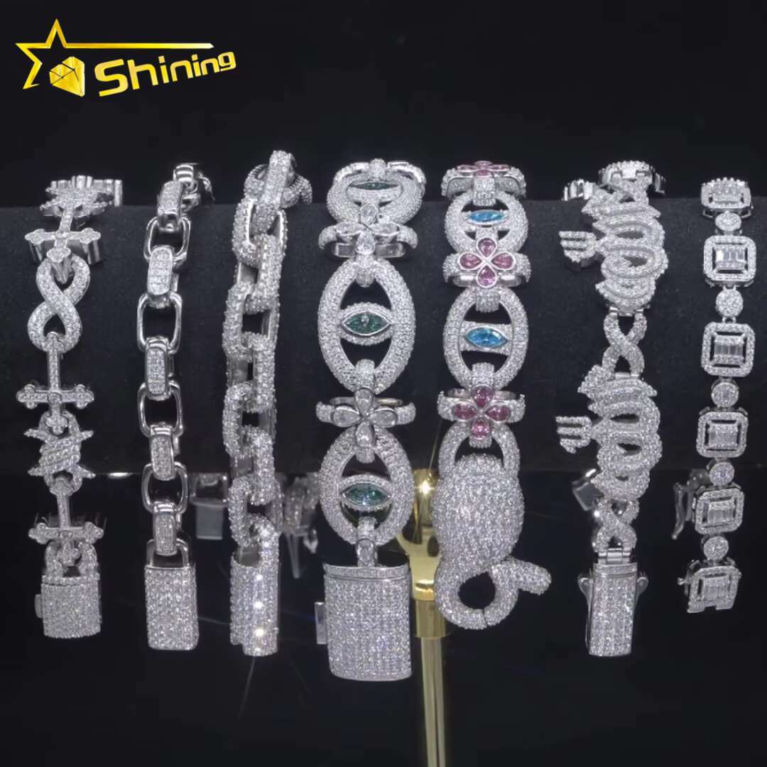 Pass Diamond Tester Hip Hop Iced Out Diamond Moissanite 10mm Spiked Cuban Chain