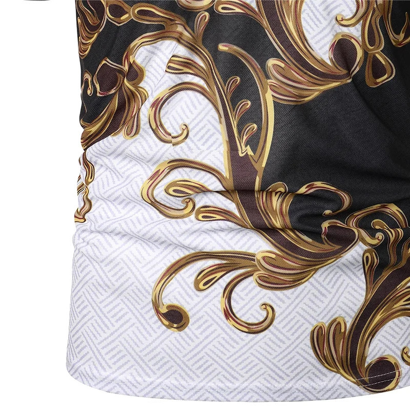 Mens summer fashion casual 3D printed polo shirt collar set 250326