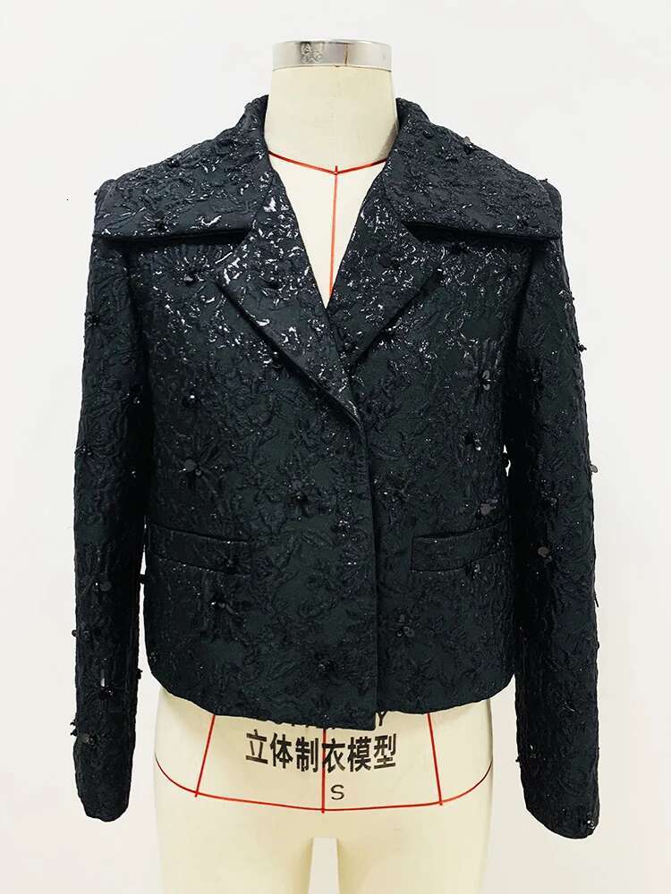 HIGH STREET Newest 2024 Runway Designer Women's Beaded ral Jacquard Trimmed Jacket