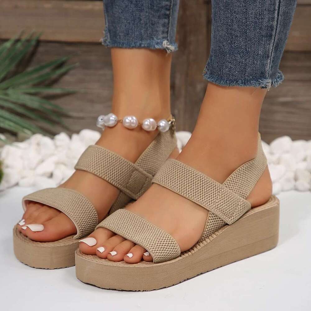 Women's Minimalist Wedge Open Toe Thick Soled Platform Casual Ankle Strap Sgback Sandals