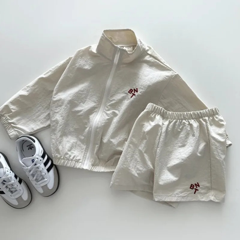 Summer Girls Boys Ultralight Sun-Protective Clothes Sets 2Pcs Zipper Jackets Shorts Kids Tracksuits Coats Child Outfit Costume 250326