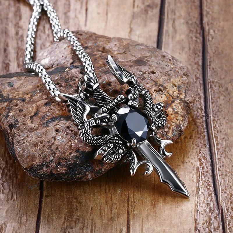 Trendy and personalized design double dragon cross necklace