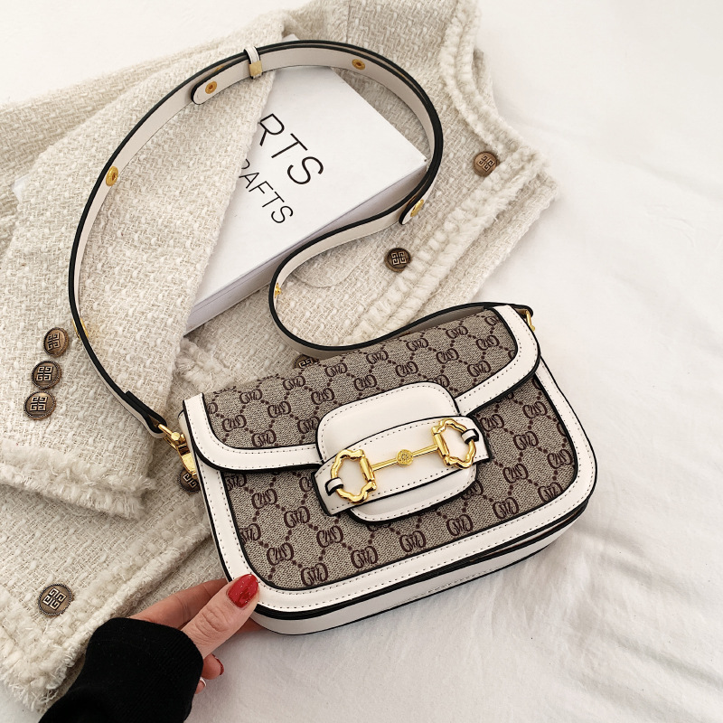 design bag new Fashion retro printed small square bag, saddle bag all-match shoulder crossbody bag trendy