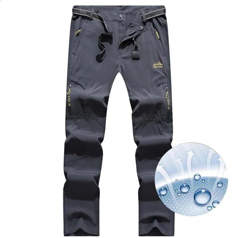 Outdoor Ice Silk Quick Drying Pants for Mens Summer Thin Elastic Breathable Sprint Pants Mountaineering Pants Loose Sports Casu 250317
