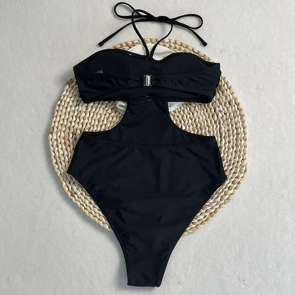 Serenechic 2025 Summer Womens Floral Monokini Swimsuit Sexy Rings Neck Adjustable Tie Beach Wear Vacation 250321