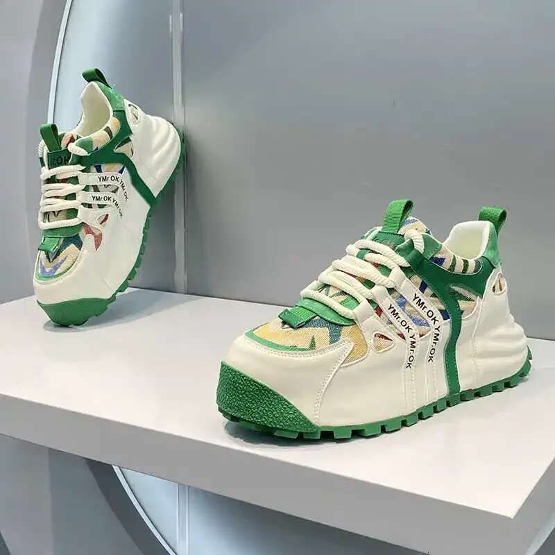 Designer's New Classic Men's Green Sports Shoes Thickened And Height Increasing Bag Shoes Casual And Comfortable Soft Soled Running Shoes 39