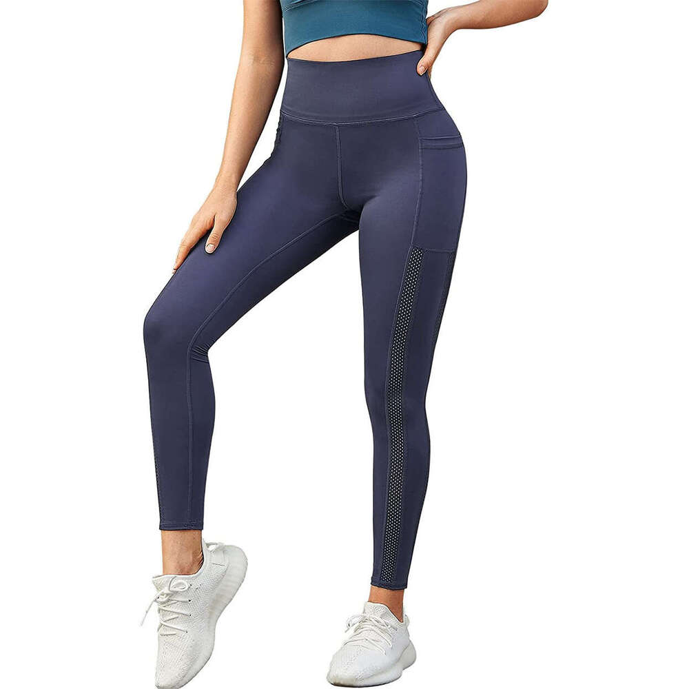 Women Yoga Pants Autumn Winter Pencil Printed Hip Lifting With Waist And High Elasticity Regular Mesh Splicing Bottom Pants YJ