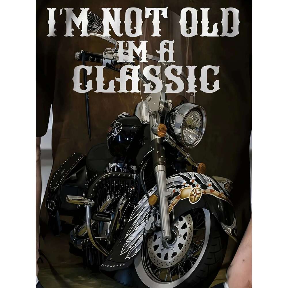 Men s short sleeved T shirt D printed motorcycle pattern casual top men fashion summer