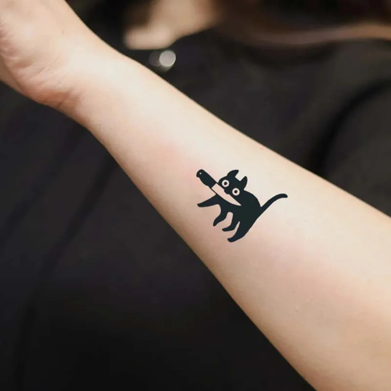 Interesting temporary cat tattoo stickers waterproof durable herbal for arms and spine 250325