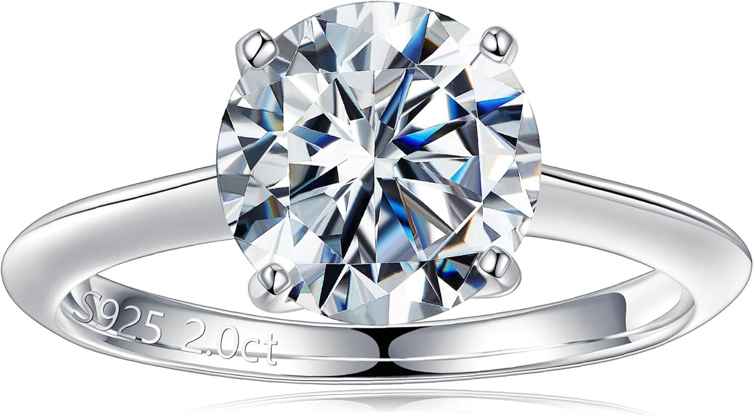 Turandoss Moissanite Rings for Women 23ctR oundD C olorV VS1C larityE ngagementR ings1 4KW hiteG oldV ermeil4 P rongK nifeE dgeM oissaniteS olitaireR 