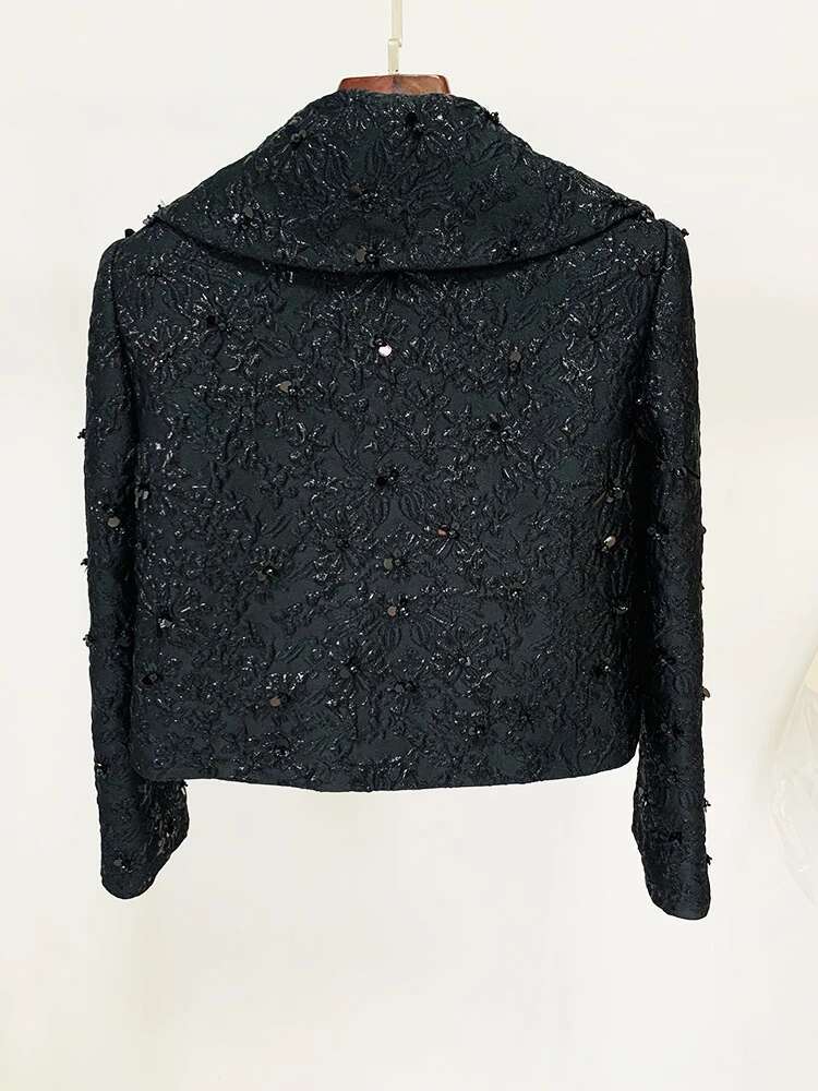 HIGH STREET Newest 2024 Runway Designer Women's Beaded ral Jacquard Trimmed Jacket