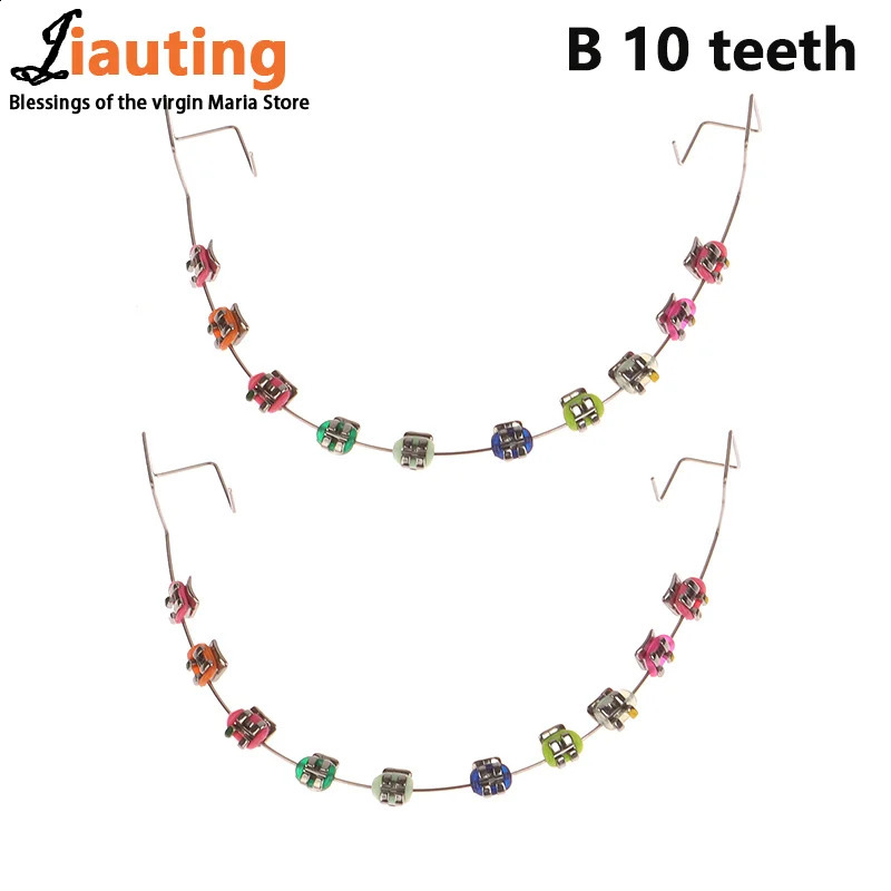 1 Pair Metal Wires Fake Braces Colorful Brackets For Teeth Temporary Metal Bracket Orthodontic Dental Decor Ligature Ties Dental 250327