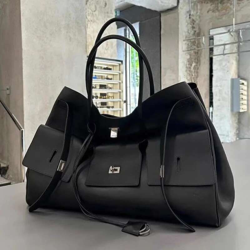 Large Capacity Genuine Leather Wing Tote Bag Trend Advanced Texture Simple Soft Wear-Resistant Travel Lage Handbag