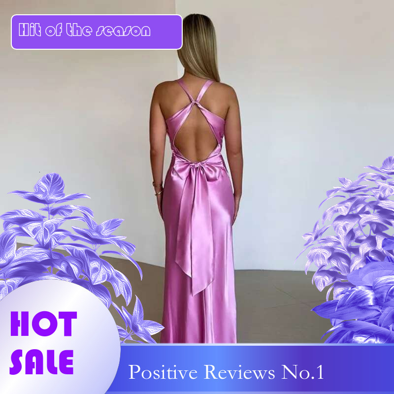 Dongdumaoyi Nieuwe Mode Sexy V Kraag Riem Backless Slanke Satijnen Jurk C