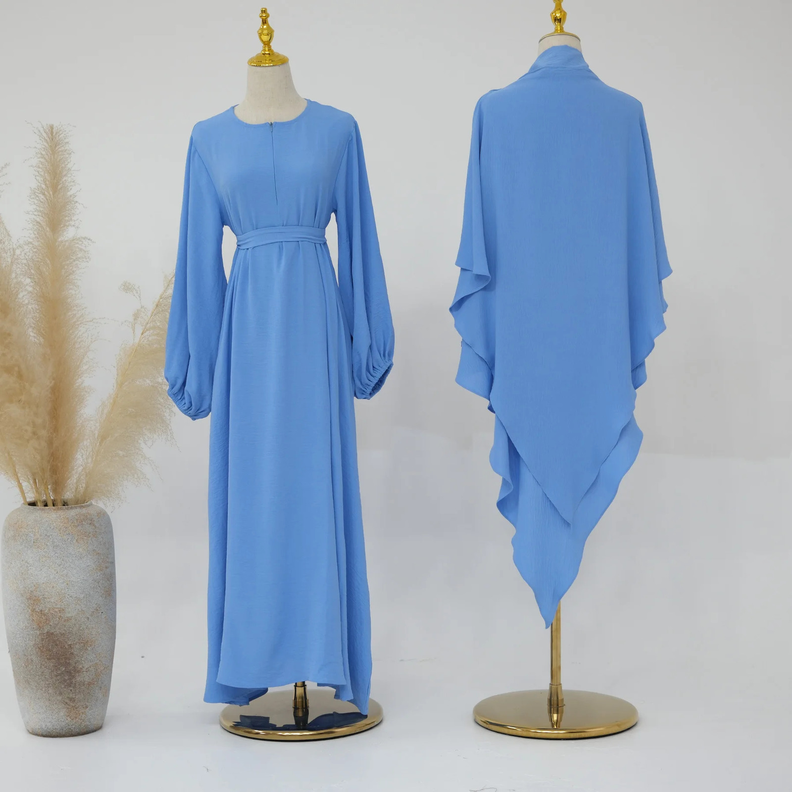 Eid al Fitr Muslim Dress and Khimar Set 2piece Womens Party Abaya Morocco Ramadan Lace Kaftan Islamic Dubai Arab Long Robe 250326
