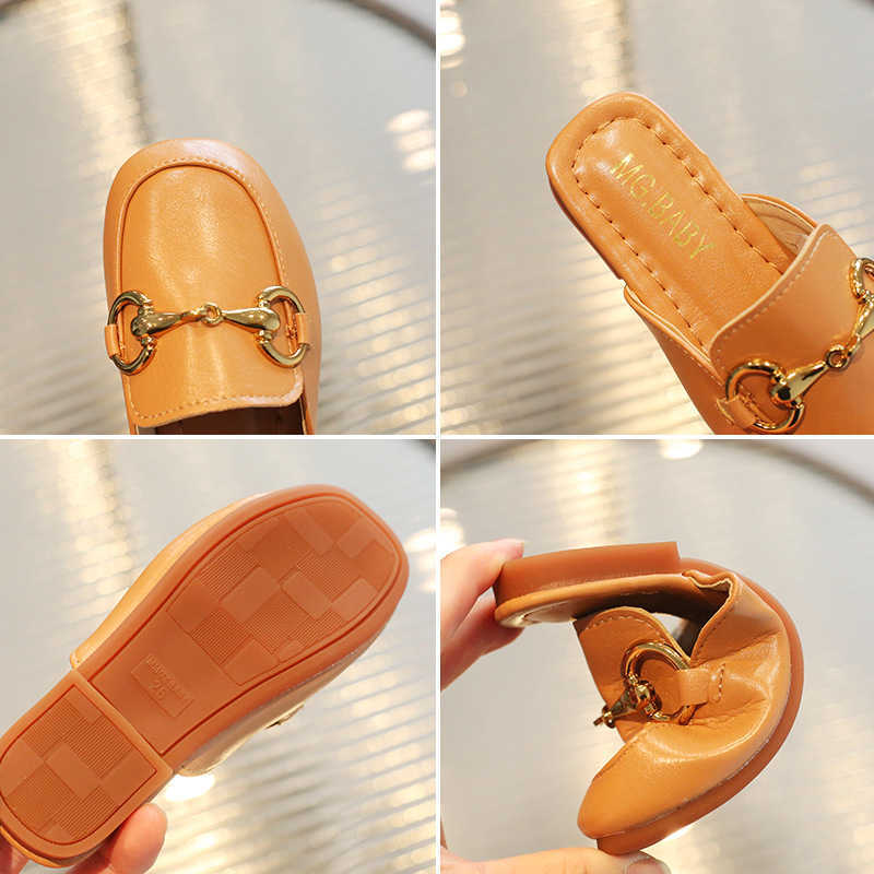 Slipper Girls Soft Bottom Baotou Half Slippers 2024 Spring New Flat Bottom Half Support Single Shoes Versatile Childrens Outerwear Cool Slippers S2532