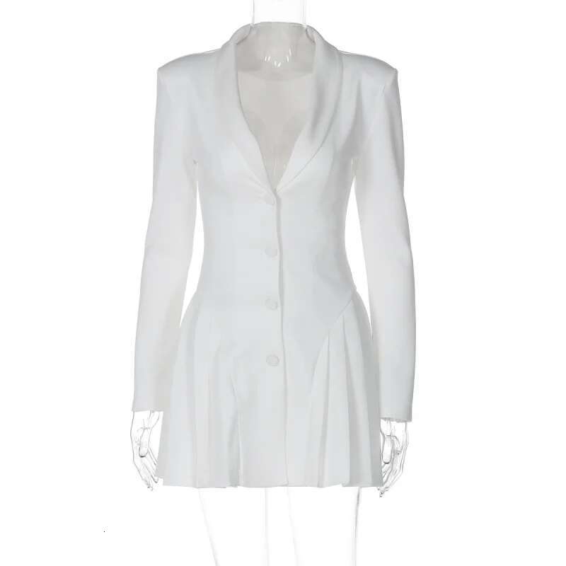 Dongdumaoyi New Solid Color Sexy Deepvblazer Collar Cardigan Mature Style Short Ruffle Women S Dress
