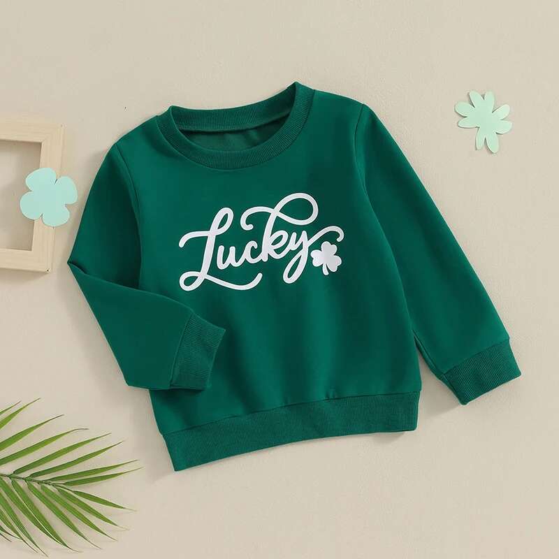Ddmyshoesvip Children Day Hoodie Shamrock Print Green Pullover Sweatshirt Long Sleeve Top For Kids Toddler Boy Girl Cute