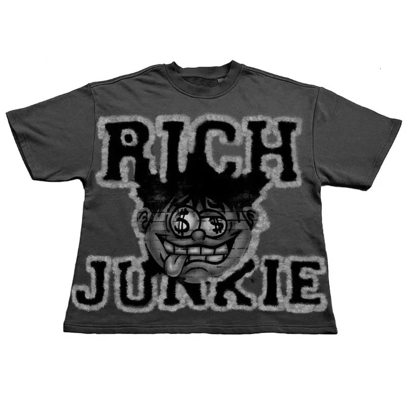American Gothic Dark Y2K British Graffiti Printed Tshirt Mens Summer Street Trend Harajuku Hip Hop Short Sleeve Graphic 250326