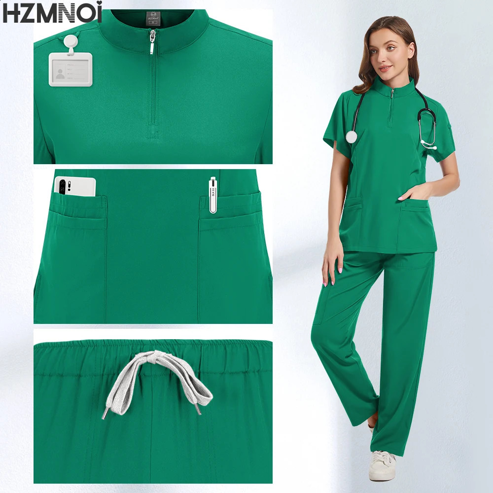 Latest Nursing Surgery Uniform Female Doctor Nurse Male Straight Pants Frosted Set Clothing Beauty Salon Work Clothes 250326
