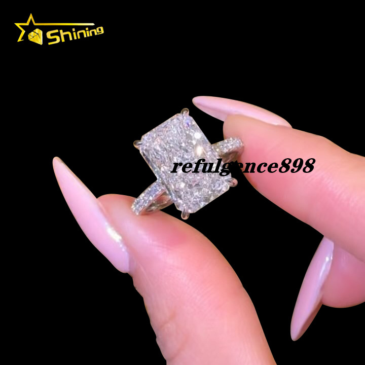 VVS D Color IGI Certificated Lab Grown Diamond 5CT Radiant Cut Ring Engagement Ring 10K 14K 18K Gold Gift for Women