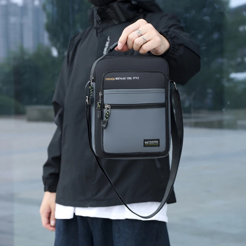 Oxford mens handbag cross body shoulder messenger bag casual business horizontal zipper 250326