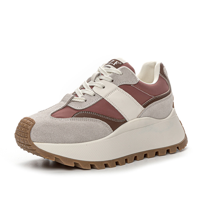 Mens Casual Sneakers Womens Designer Retro Running Fashion Split Leather Canvas New Breathable Height Increased Platform Shoes 6467 f90c