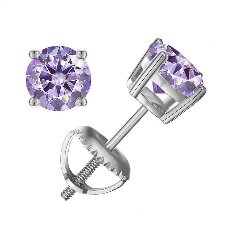 JoyceJelly 0.5-2CT Screws Back Ear-studs Classic Four Prong Earrings S925 Sterling Silver Jewelry For Women 250318