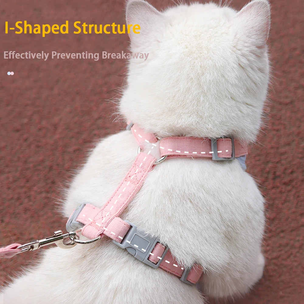 Cat Harness Leash Set Adjustable Puppy Harness Vest Escape Proof Kitten Chest Strap Chihuahua Pug Outdoor Walking Lead Leash 250326