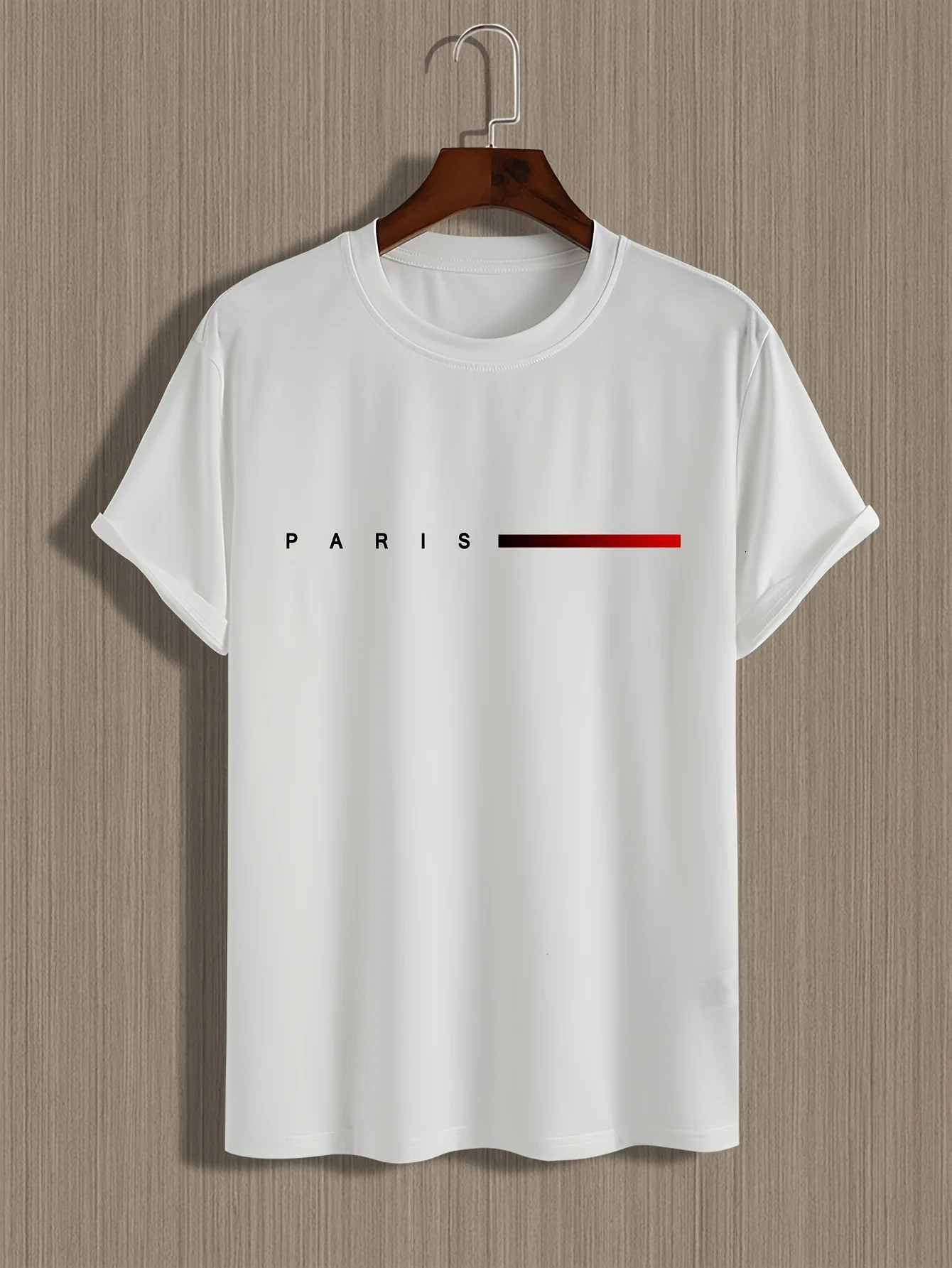 Mens 100% pure cotton summer loose Paris creative letter printed casual slim fit round neck short sleeved Tshirt top 250327