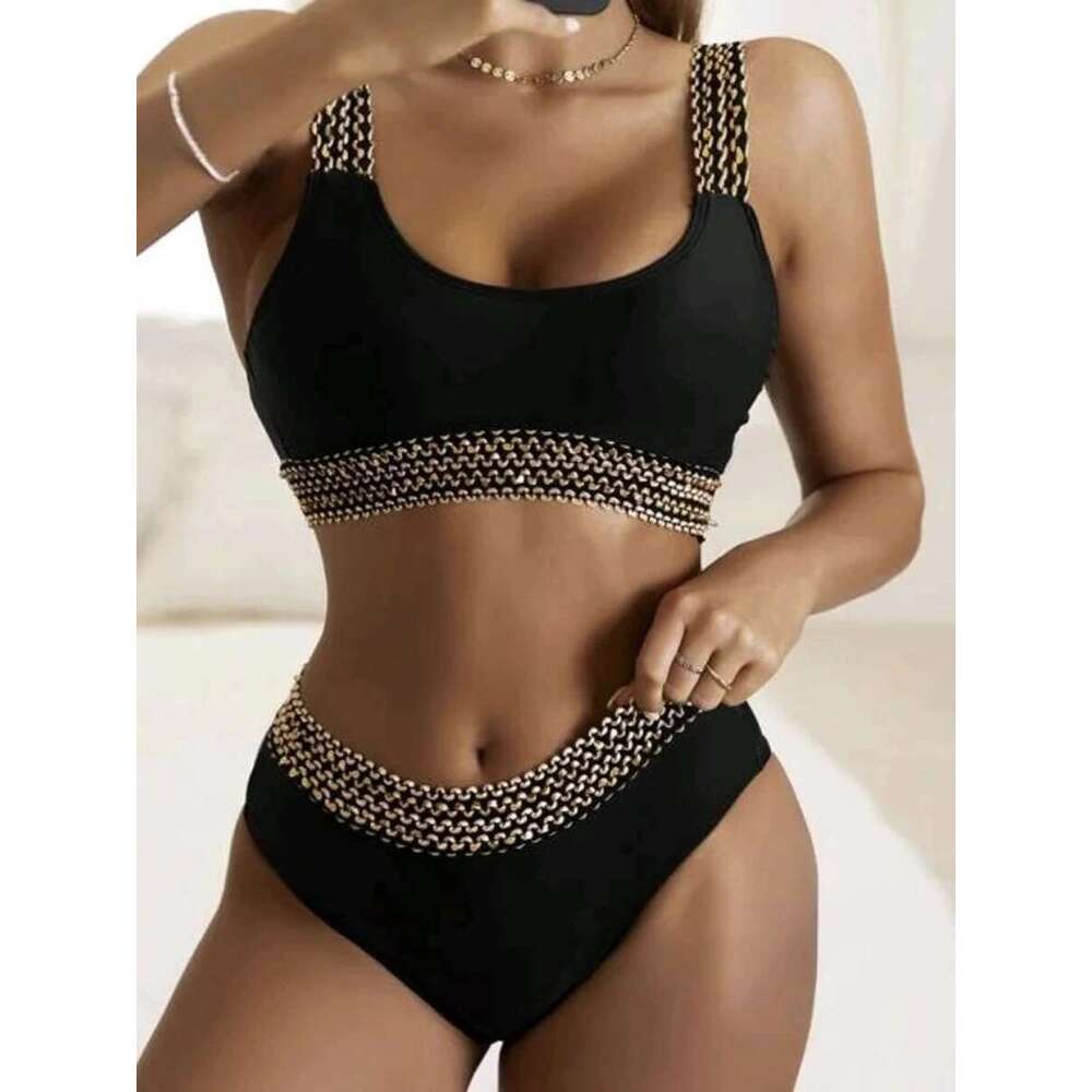 Bikini Sexy Waist Women High Cut Swimsuit Female Padded Bathing Suit Solid Swimwear Two Piece Beachwear Swimming Summer