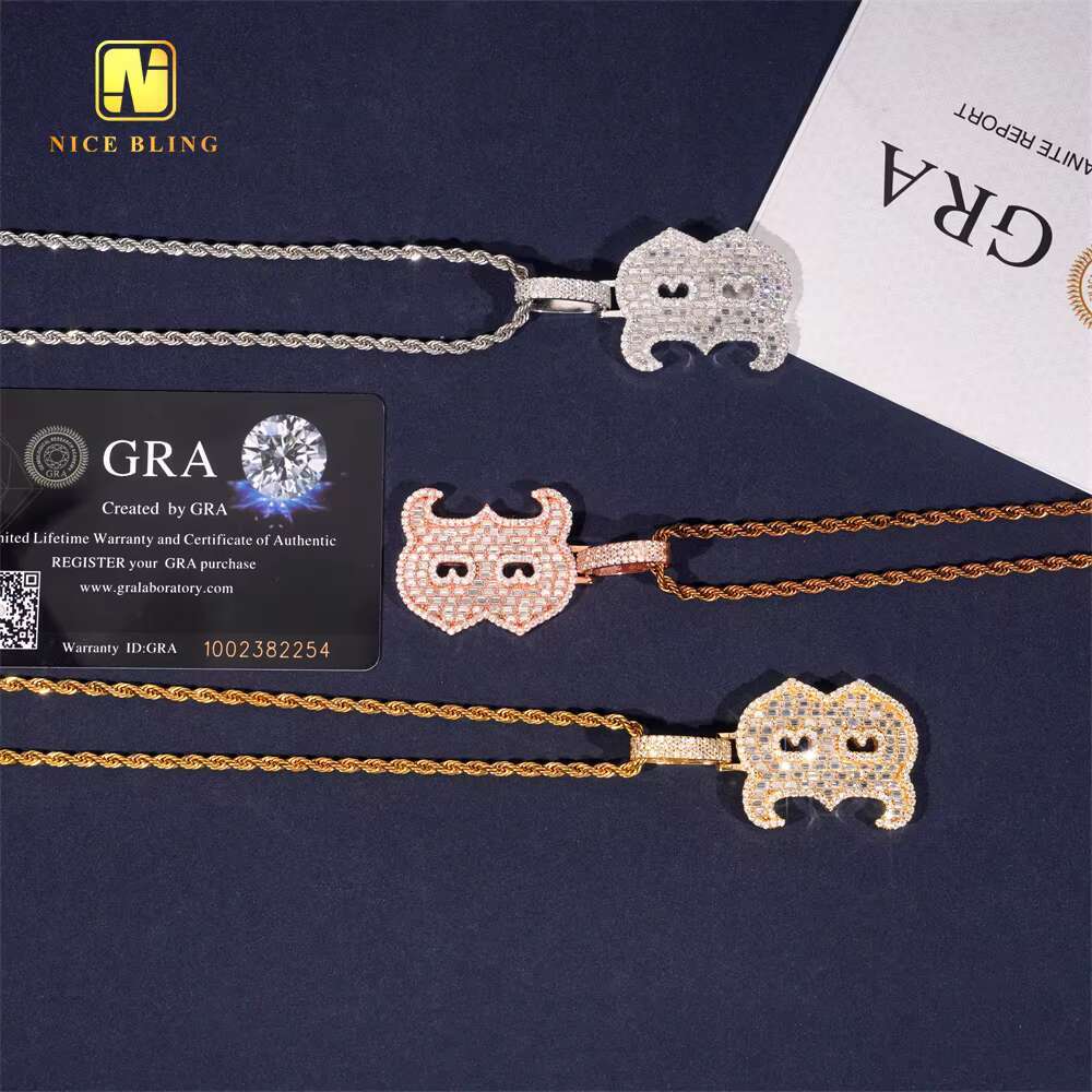 Fashion Baguette Hip Hop Jewelry Letter B Pendant Custom Iced Out 925 Silver VVS Moissanite Diamond Initial Charm Pendant
