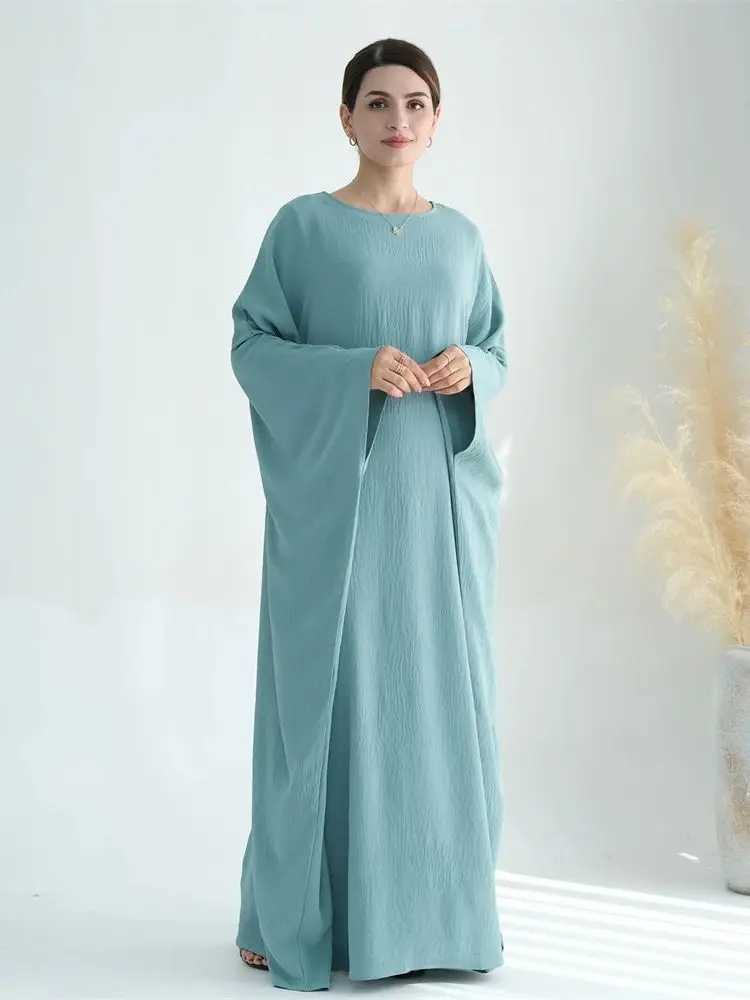 Ramadan Eid Crepe Batwing Butterfly Modest Abaya Dubai Luxury 2024 Muslim Hijabs Kaftan Dress For Women Ka Vestidos X2505141