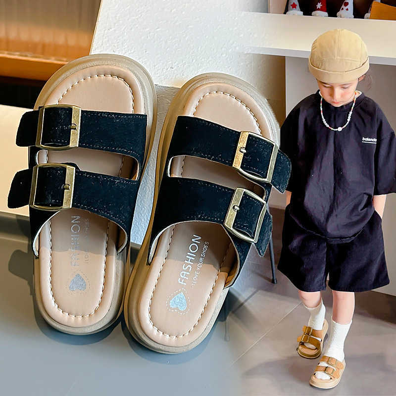 Slipper Childrens slippers 2025 summer new style for girls beach shoes boys casual soft sole medium to large size for children to wear on the outside 