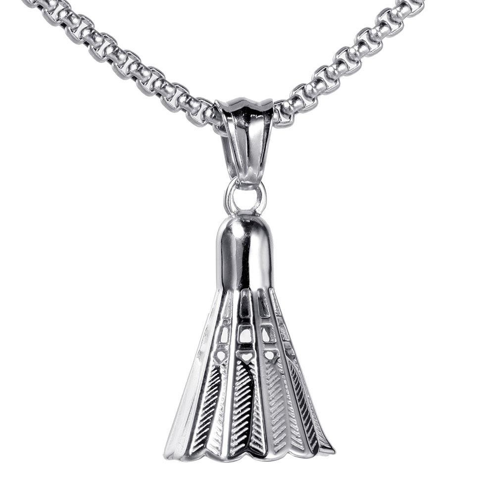 Badminton pendant, long necklace, all titanium steel chain, personalized and fashionable hanging accessory