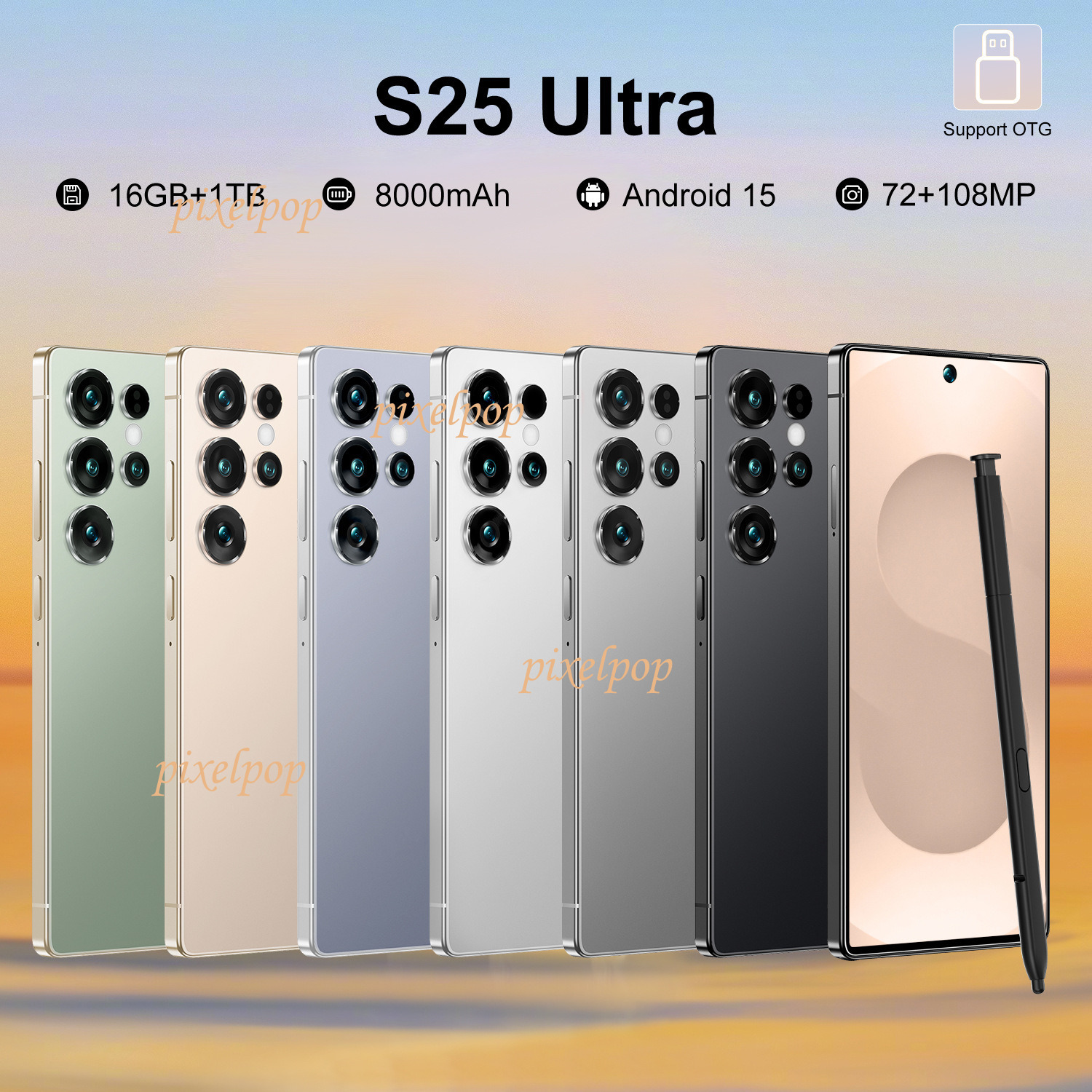 S25 Ultra7.3 "incell screen 2+16G Android 11.0 smartphone Cell Phones Unlock Touch Screen Phone Androids Camera Telephone HD Display Face Recogni