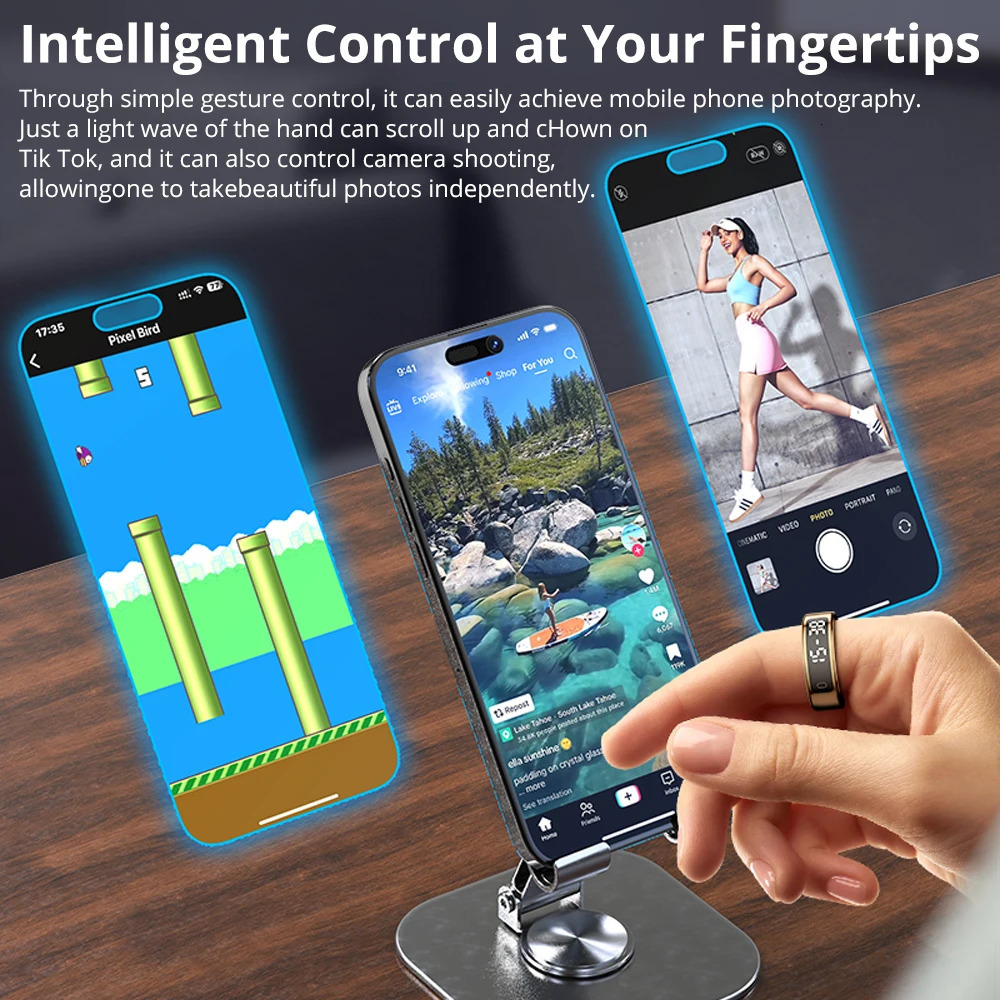 COLMI R12 Smart Ring with Display Screen and Touch Health Manager Wireless Charging 5 ATM Waterproof For Men Women 250322