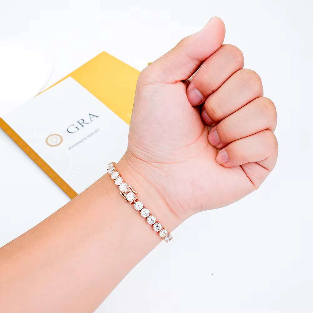 Wholesale Bulk Order Fast Delivery Luxury Women Gift 6mm Rose Gold Plated 925 Silver Mossanite Moissanite Tennis Bracelet