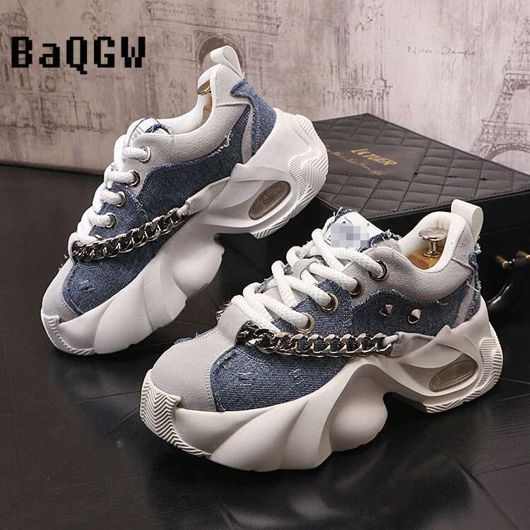 Light Luxury Designer Shoes New Air Cushion Casual Thick Soled Chain Design High-quality Running Shoes Waterproof Men's Thick Soled Sports Shoes 