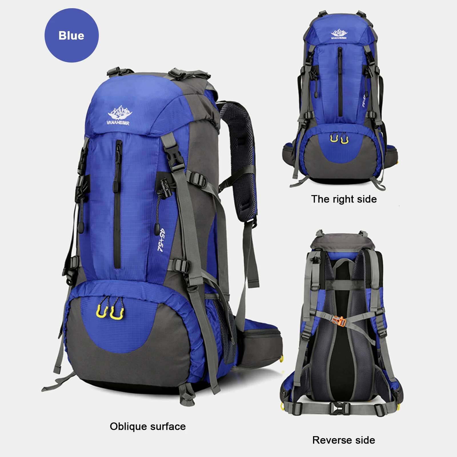 50L Hiking Waterproof Camping Backpack Rain Cover Travel Day Pack W Shoe Compartment For Outdoor Backpacking Climbing