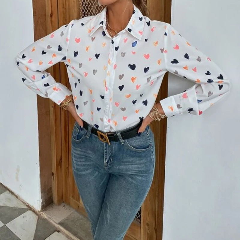 Women's fashionable printed long sleeved with butterfly print collar shirt for women