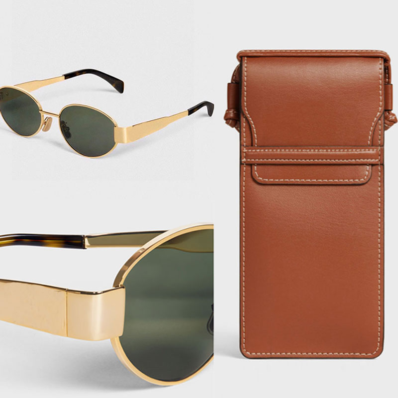 Womens Oval Frame Sunglasses 40235 Women Metal Mirror Legs Green Lens Sunglasses Retro Small Round Frame Sexy Little Women