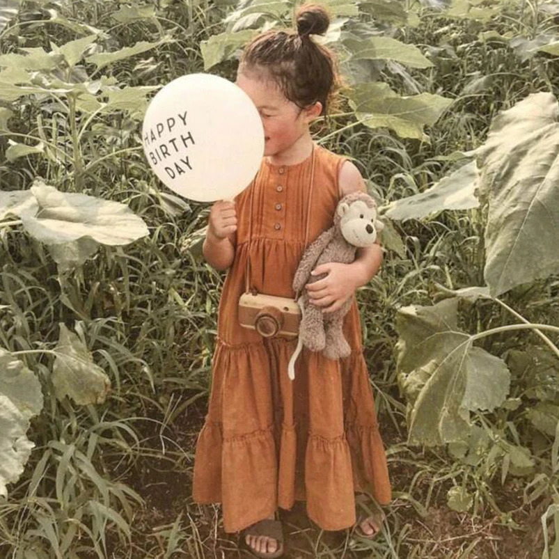 Girls Beach Dress Summer Vintage Plated Tutu Skirt Dress for Girls Clothes Breathable Linen Cotton Toddler Girls Boho Dress 1-7Y 250326
