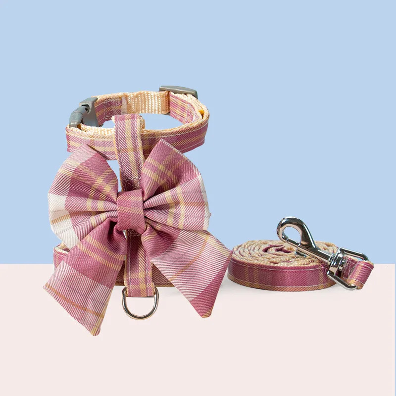 Cat Dog Collar Cute Pet Harness with Breast Strap Traction Rope Cat Clothes Harness Vest Princess Puppy Kitten Accessories 250326