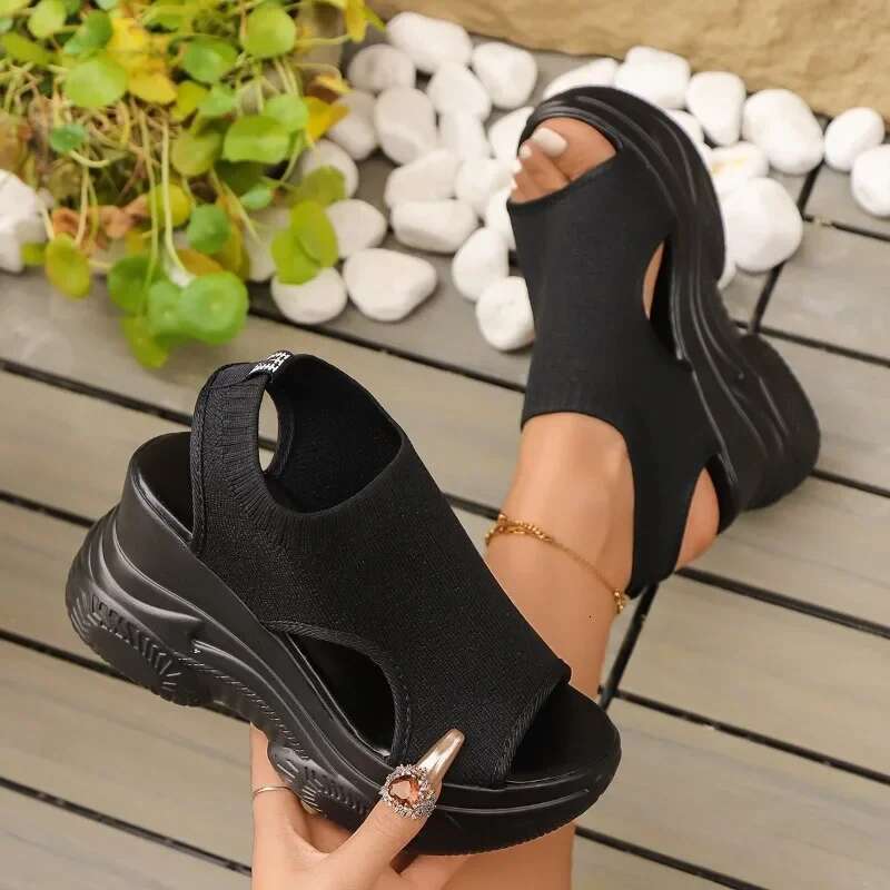 New Summer Chunky Platform for Women 9CM Wedges Peep Toe Slip-On Women's Sandals Ladies Casual Shoes