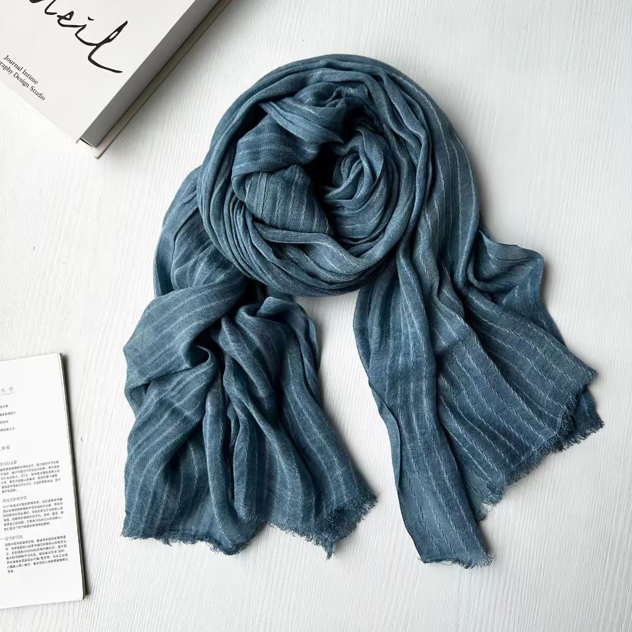 T361 all-match dirty dyed solid color scarf literary spring and autumn thin winter student pleated shawl Japanese style neck scarf