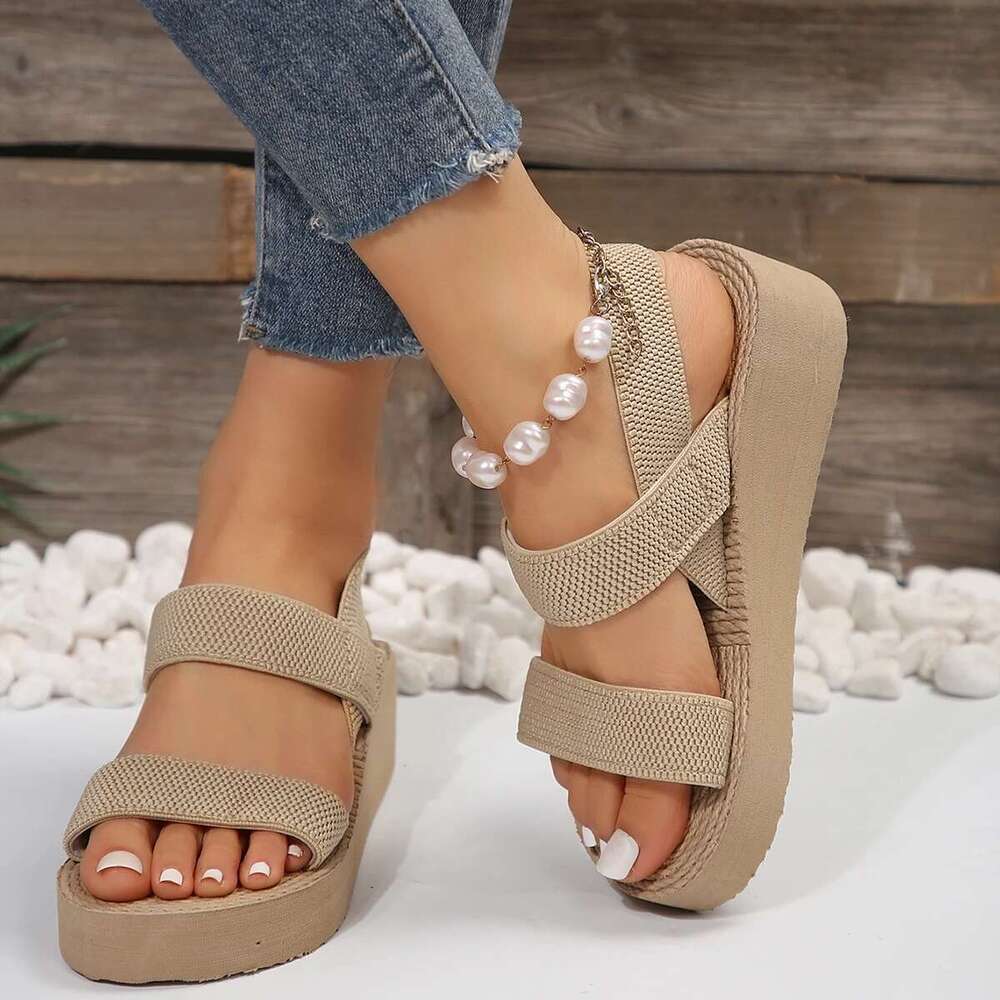 Women's Minimalist Wedge Open Toe Thick Soled Platform Casual Ankle Strap Sgback Sandals