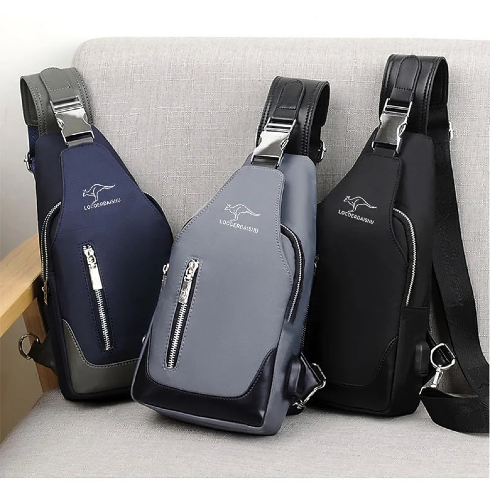 Mens Chest Bag Fashion Korean Leisure Sports Waterproof Oxford Cross Body Shoulder Messenger 250326