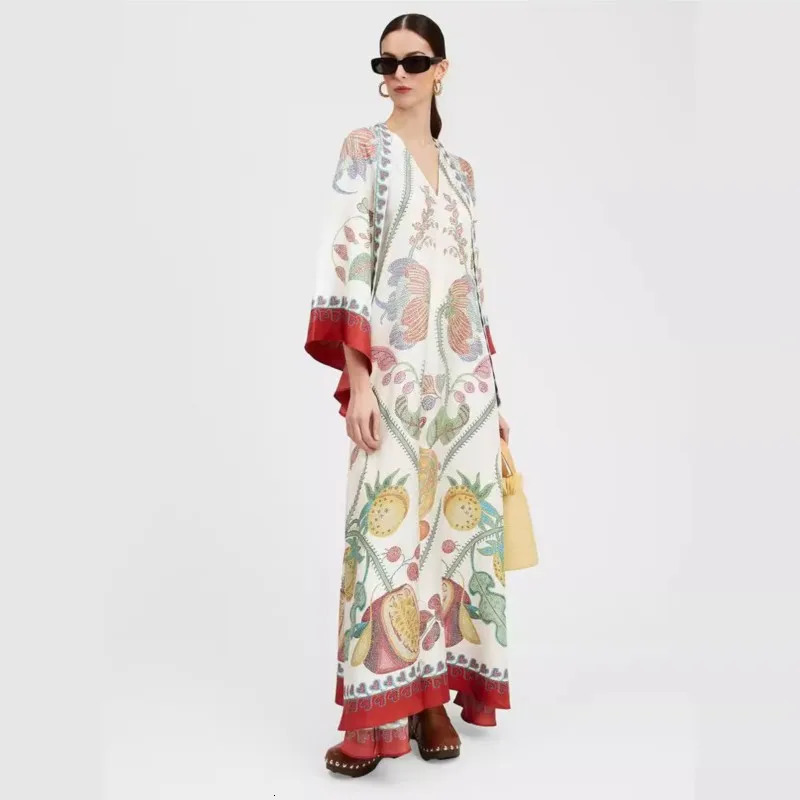 Stand Collar Elegant Lady Printing Dress Casual High Waist Long Sleeve Party Dress Women Spring Summer Loose Streetwear Dress 250326