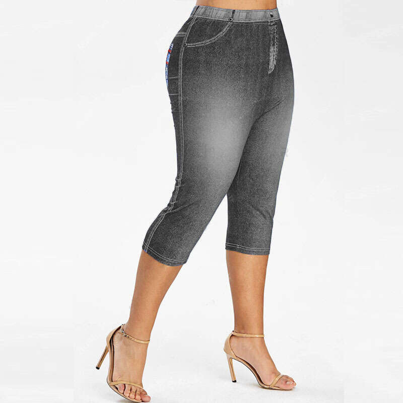 Women Yoga Pants New Printed Denim Inspired Seven Quarter Pants Casual Tight Fitting Hip Lifting And Slimming Version YJ